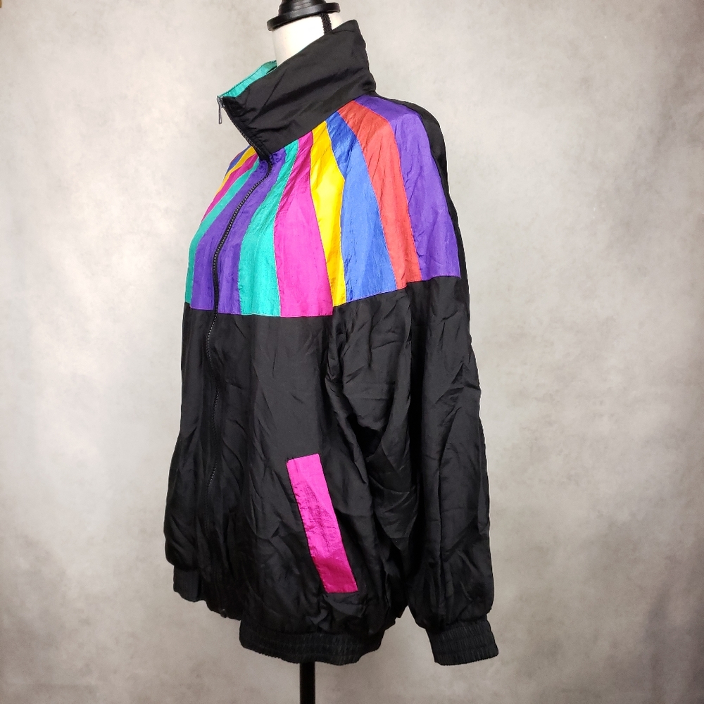 Vintage colorblock zip up windbreaker men women L - Picture 2 of 7